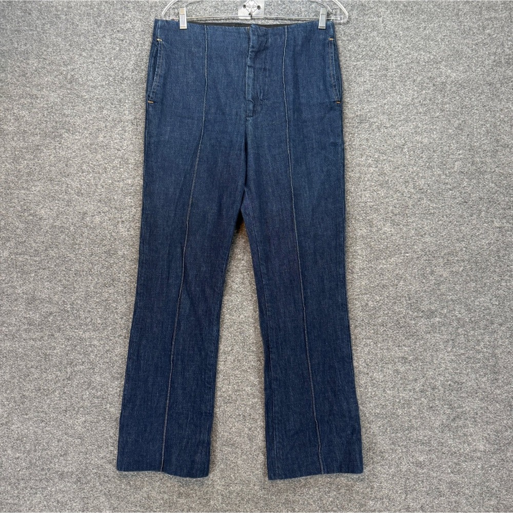 Frame Jeans Womens 27 Blue Front Seam High Rise Wide Straight Leg Stretch Waist